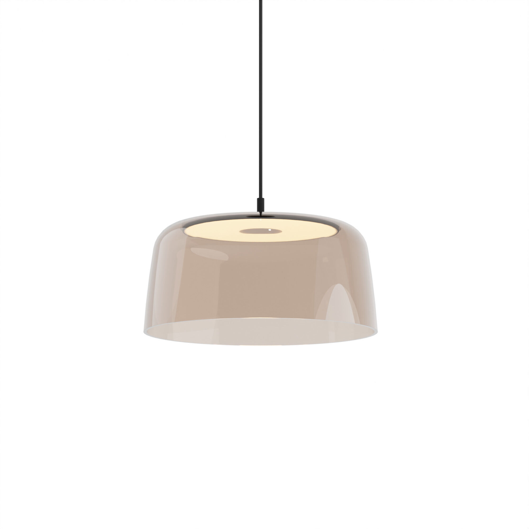 Yurei LED 14 inch Matte Black Pendant Ceiling Light in Acrylic Tea Brown
